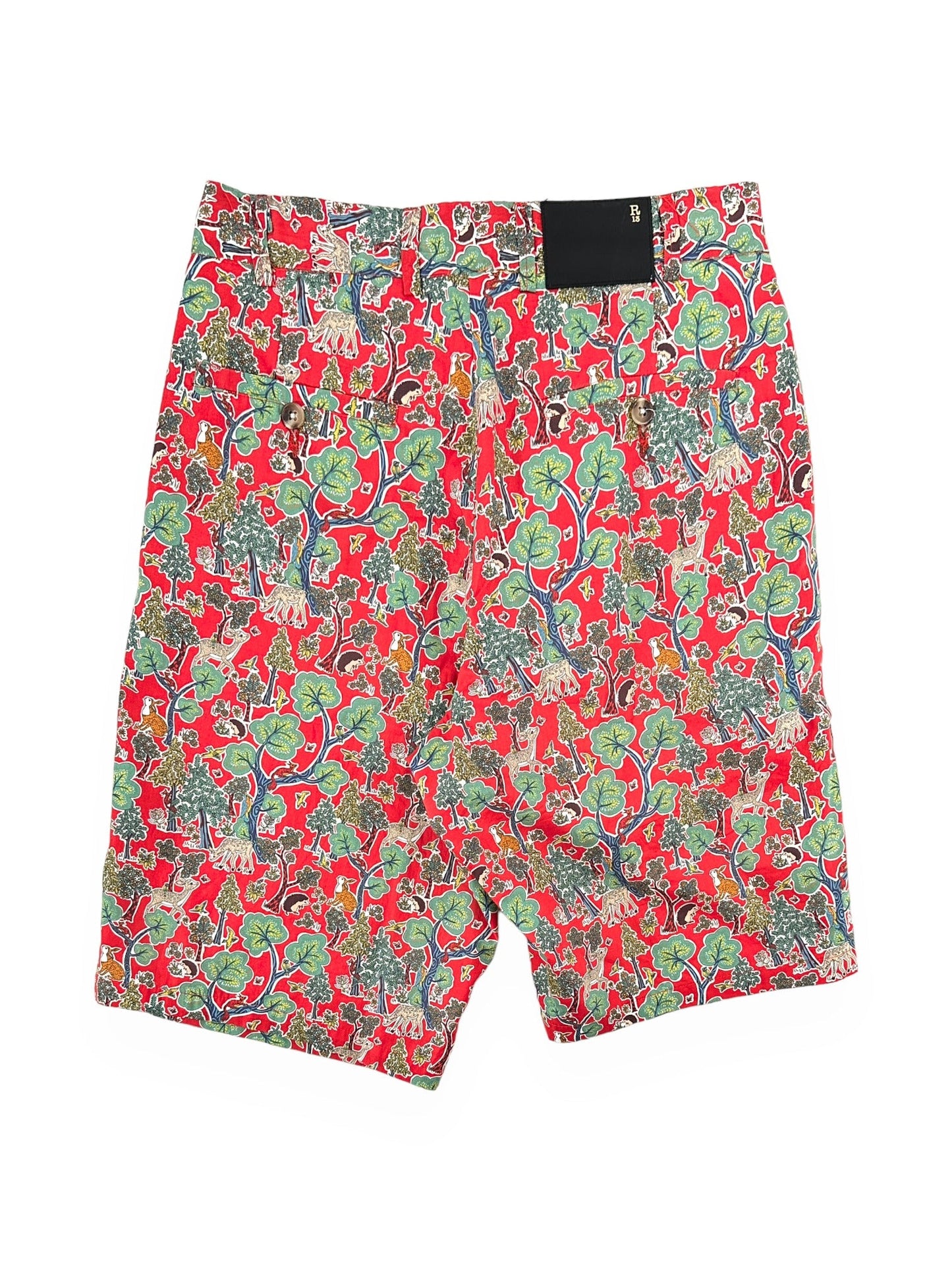 R13 X LIBERTY OF LONDON Red & Green Printed "Crossover Shorts"