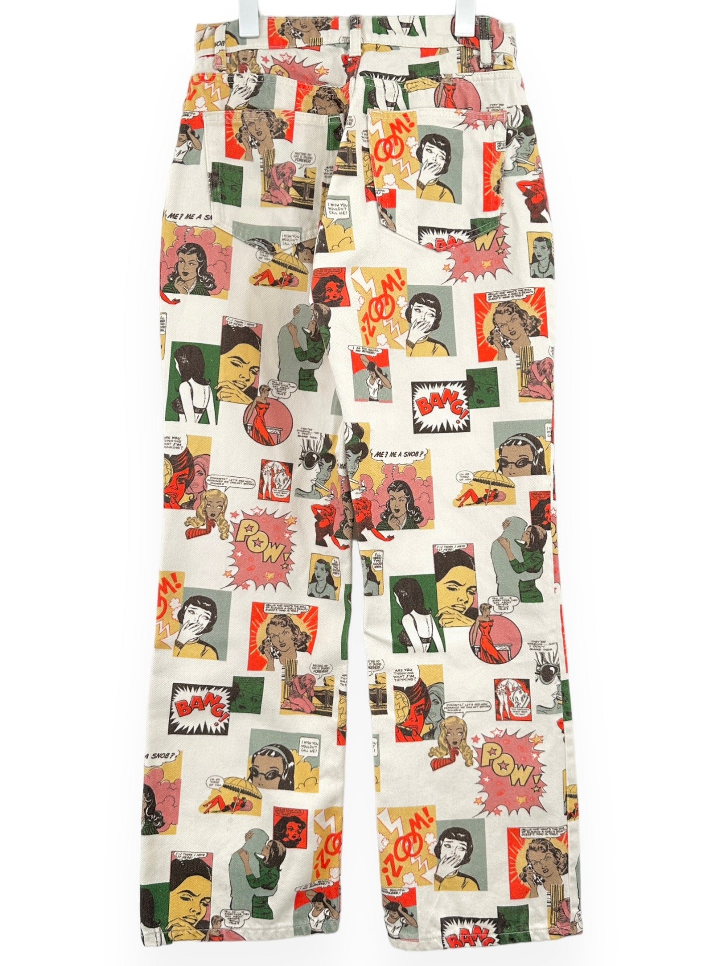 REFORMATION Comic Printed White Jeans