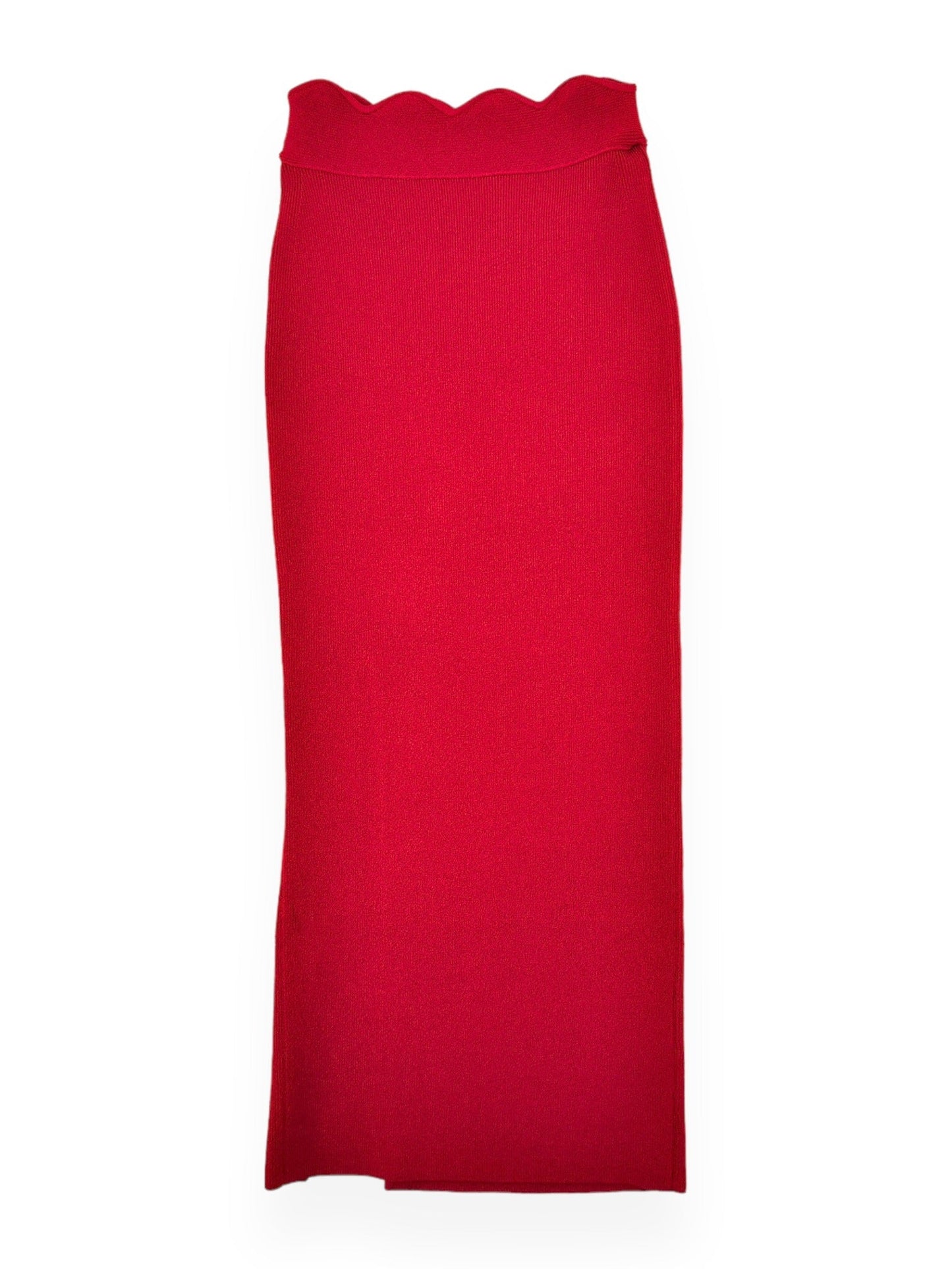 GALVAN LONDON Red Scalloped Skirt & Top Set