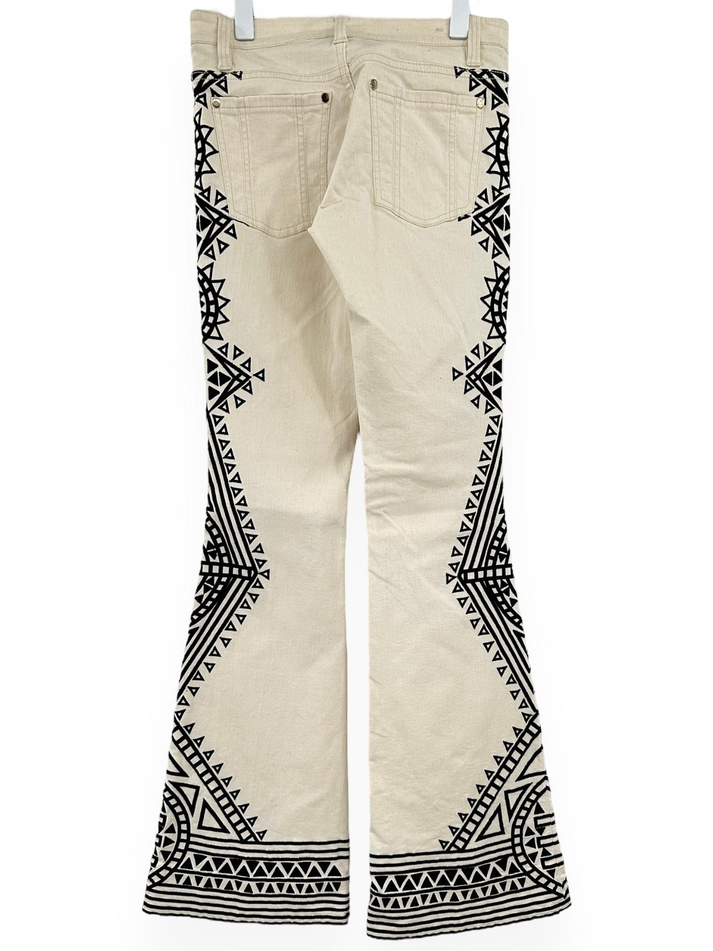 ALICE + OLIVIA Embroidered White Flare Leg Jeans