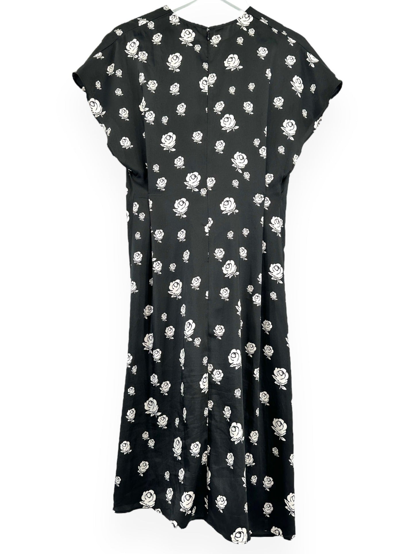 KENZO SS19 Black Floral Asymmetric Midi Dress