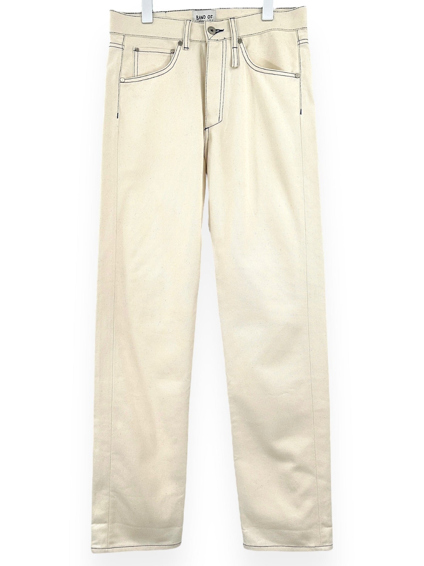 BAND OF OUTSIDERS Contrast Stitch Off White Jeans