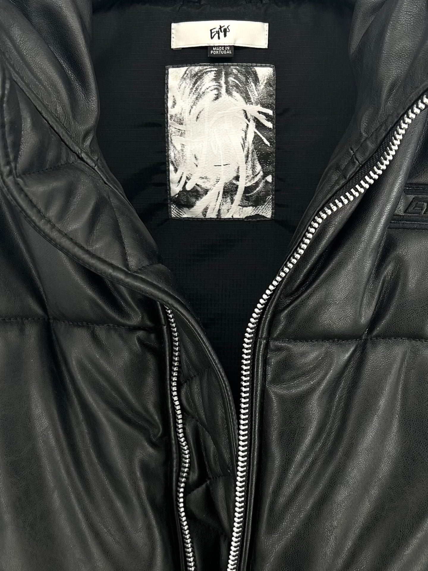 EYTYS "Octo" Black Vegan Leather Puffer Vest