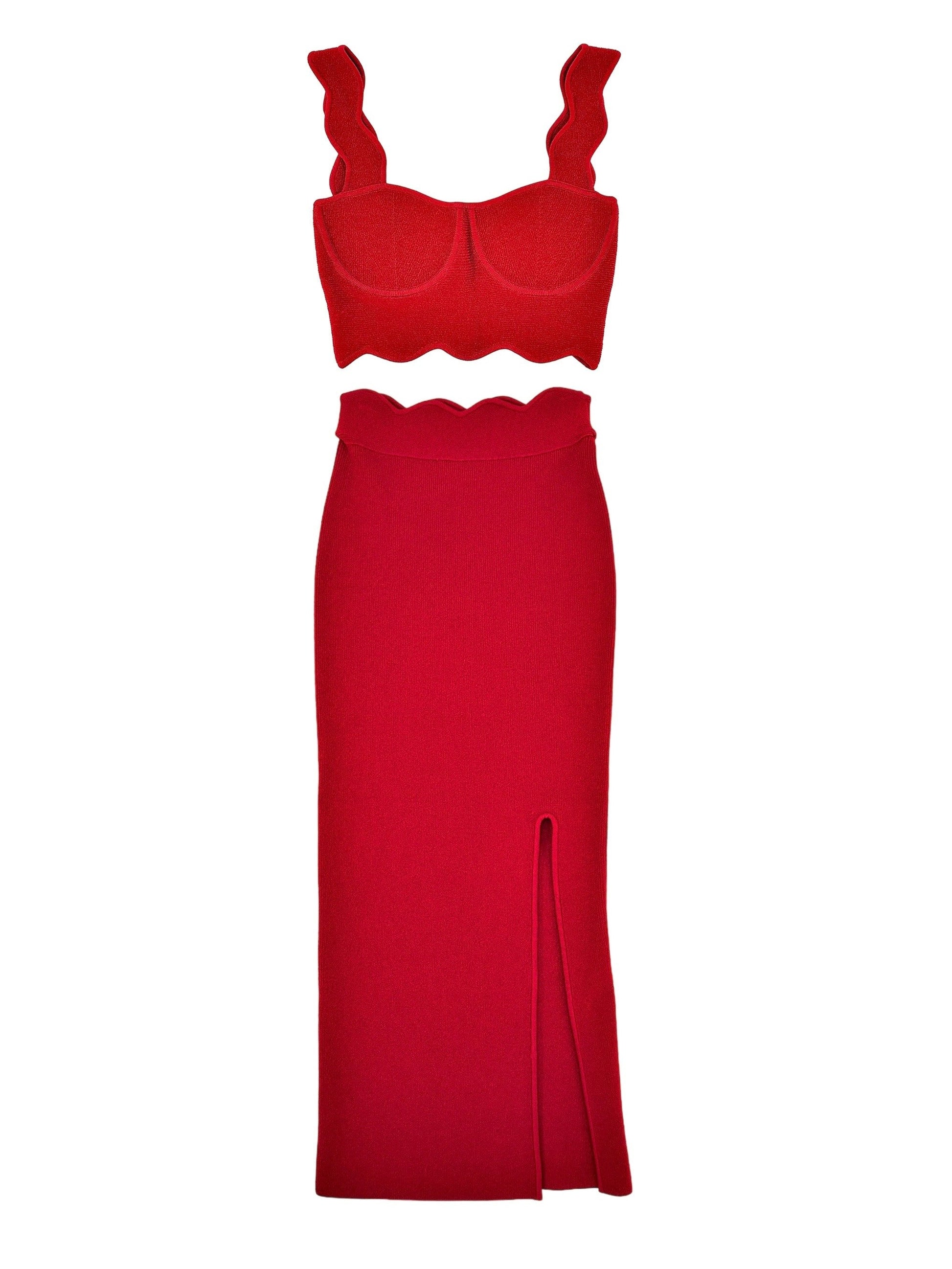 galvan london red dress Globe Chain Vega Dress