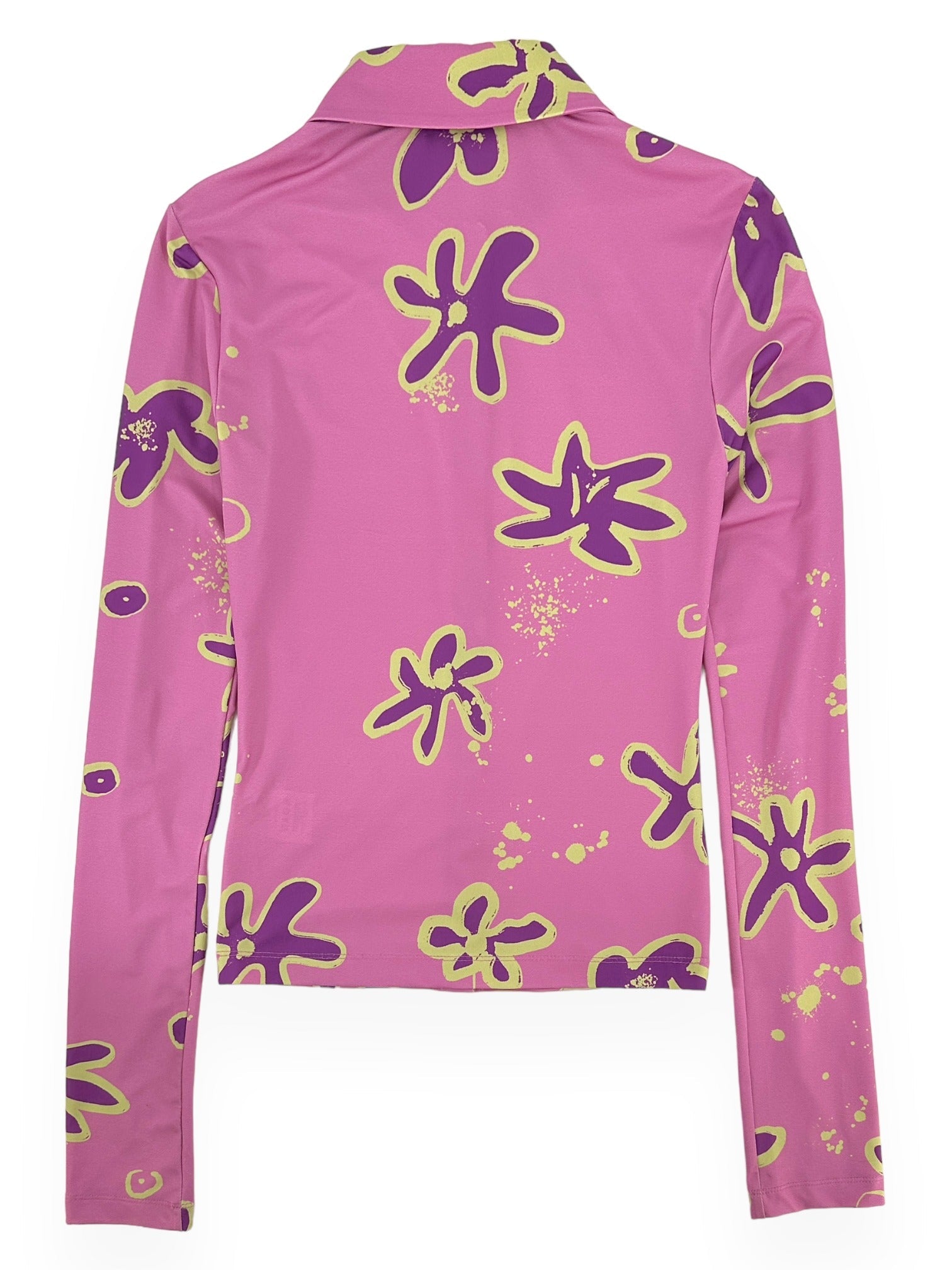 OPEN YY Pink Floral Button Up Jersey Shirt