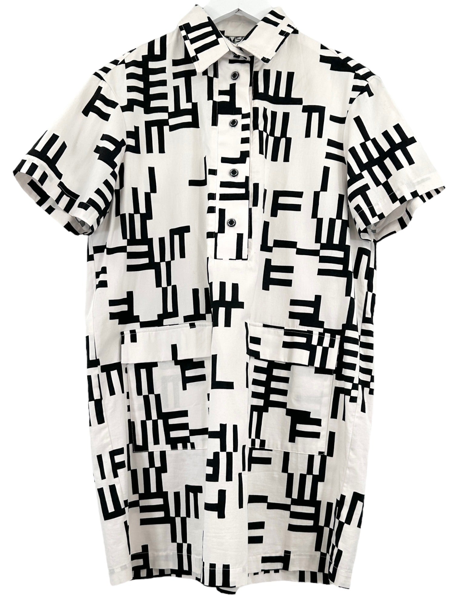 DUSEN DUSEN White & Black Printed Shirt Dress