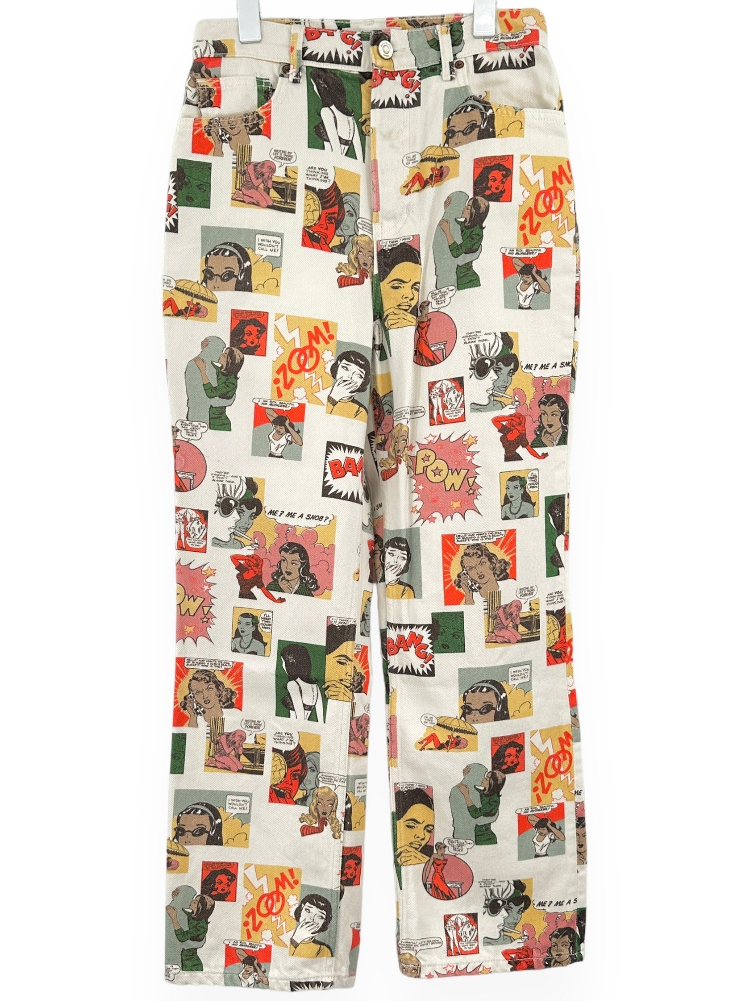 REFORMATION Comic Printed White Jeans