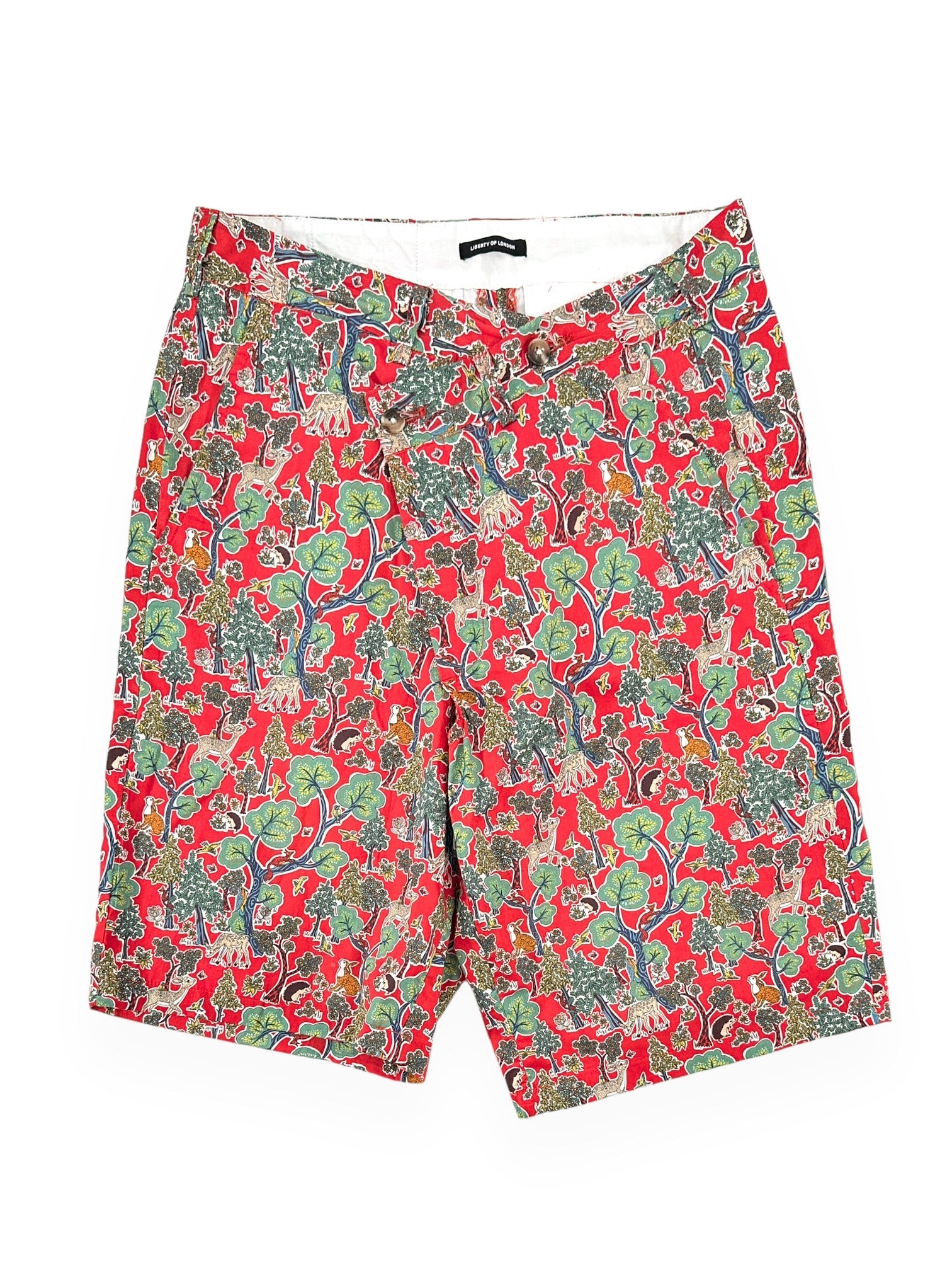 R13 X LIBERTY OF LONDON Red & Green Printed "Crossover Shorts"