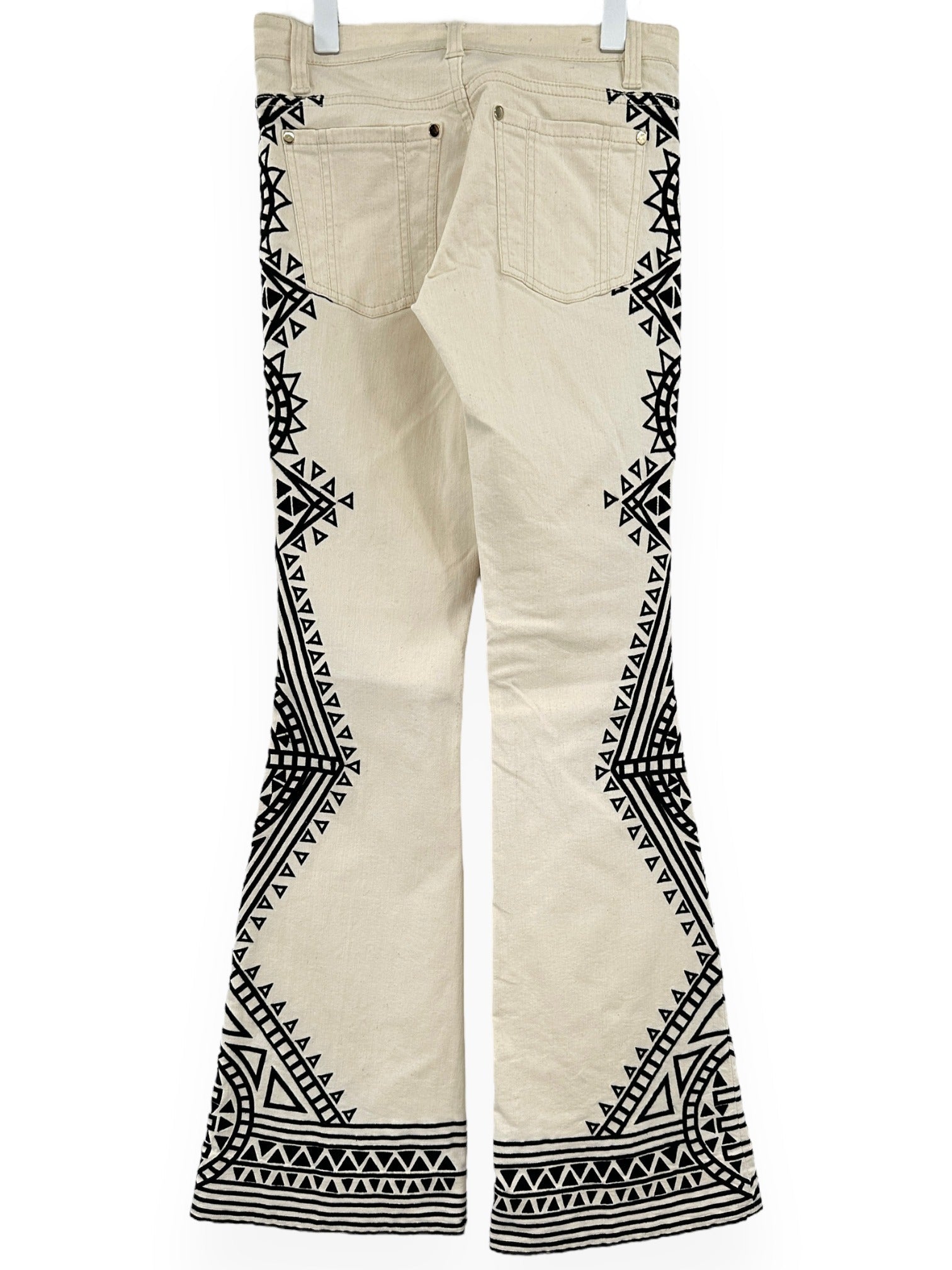 ALICE + OLIVIA Embroidered White Flare Leg Jeans