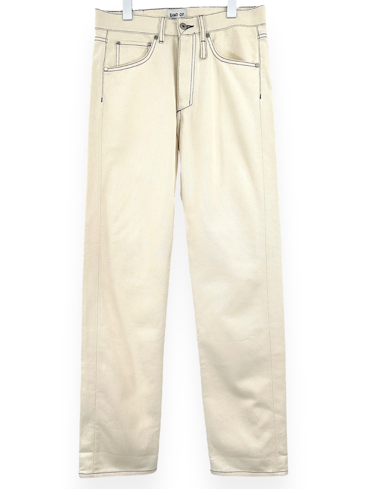 BAND OF OUTSIDERS Contrast Stitch Off White Jeans
