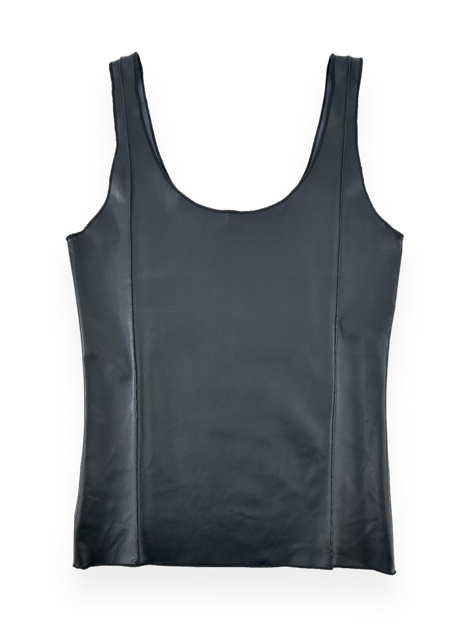 PETER DO FW20 Black Faux Leather Tank Top