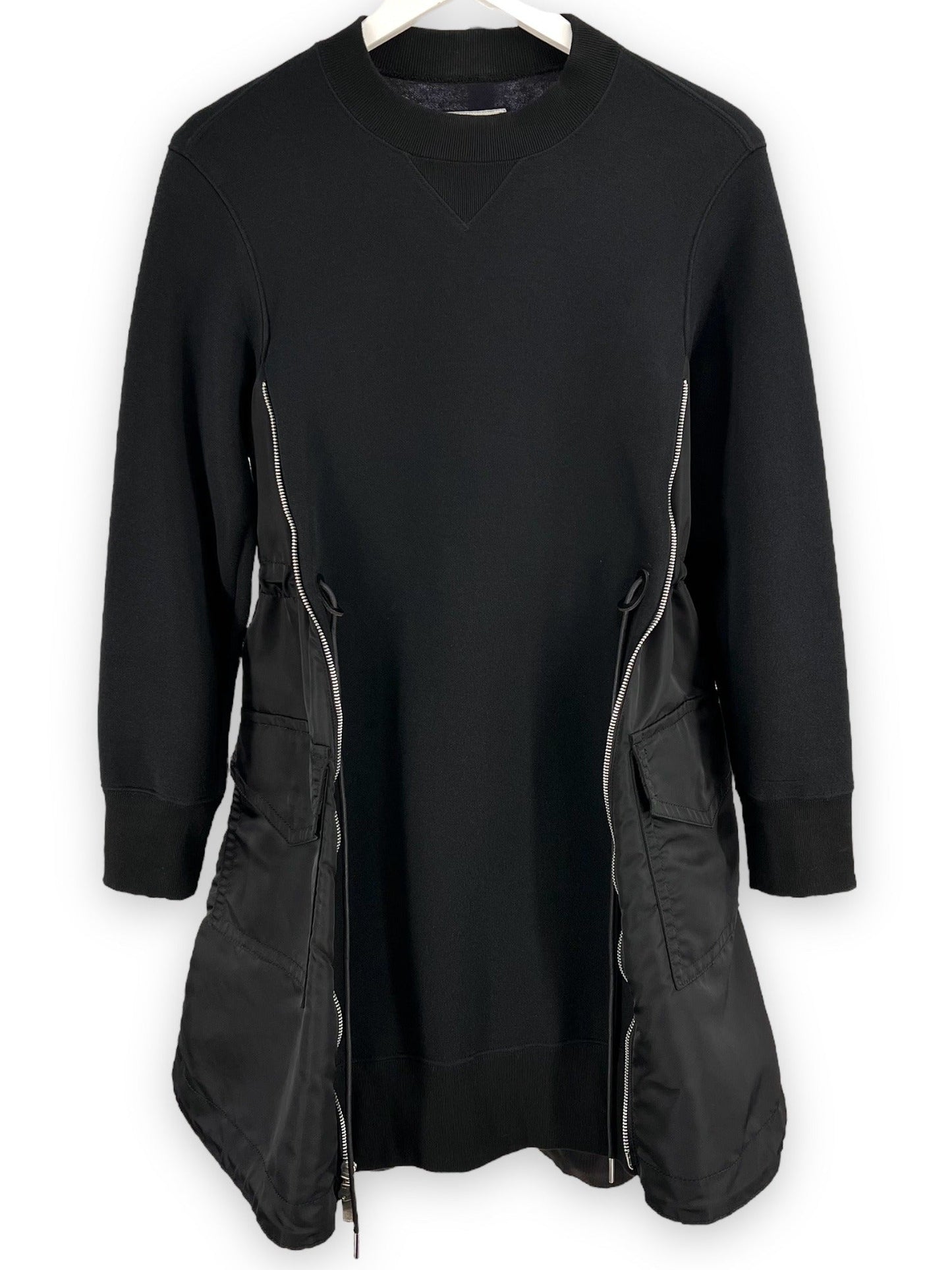 SACAI Black Sponge Sweat Mini Dress