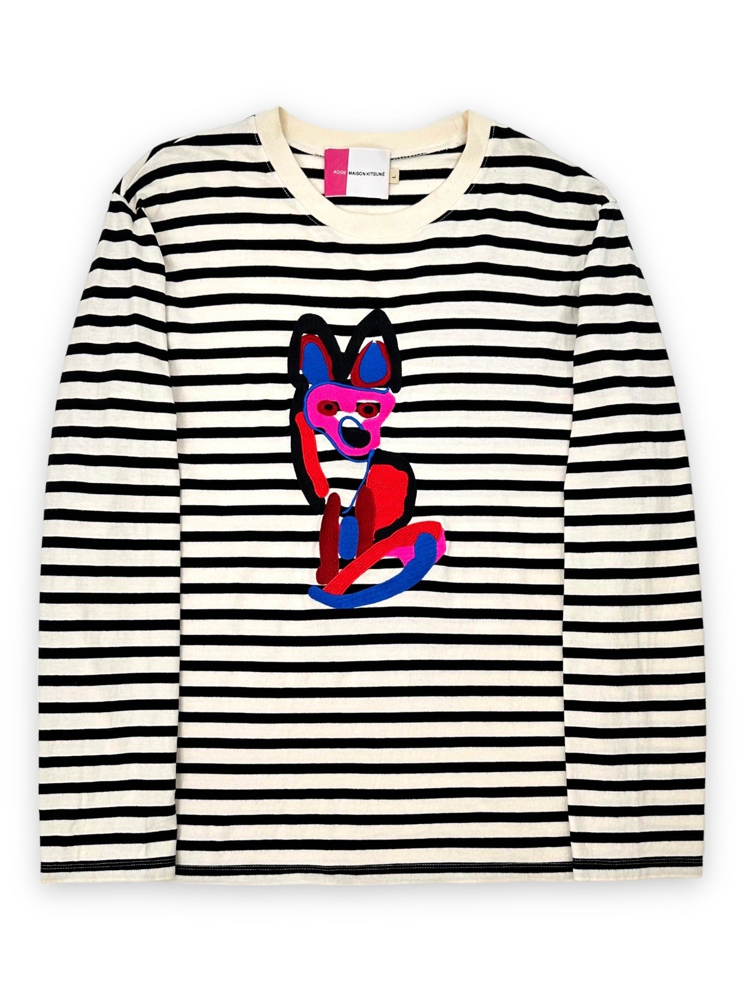 MAISON KITSUNÉ Striped Fox Patch T-Shirt